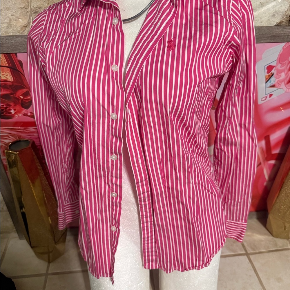 Ralph Lauren Pink Striped Button Down Shirt